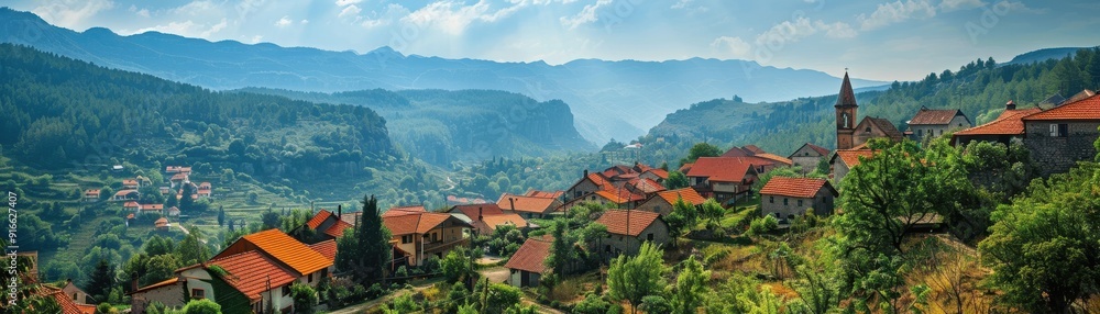 A small town with houses and trees in the background A small town with houses and trees in the background