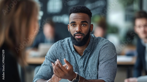 A businessman discussing marketing strategies with colleagues. businessman discussing photo