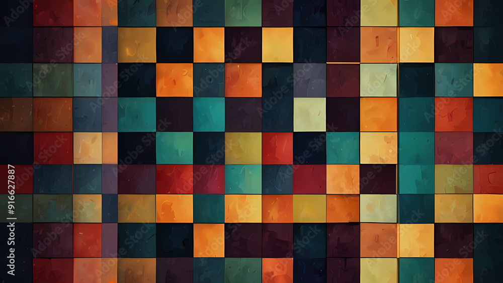 abstract illustration background with a theme of squares, using a mix of vibrant and muted colors abstract illustration background with a theme of squares, using a mix of vibrant and muted colors