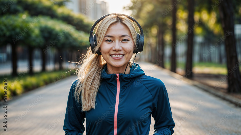 Athlete jogging while enjoying the music Athlete jogging while enjoying the music