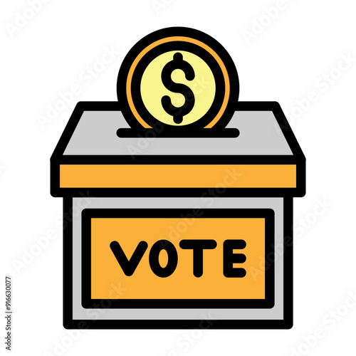 Campaign Donation Box Vector Filled Icon Design