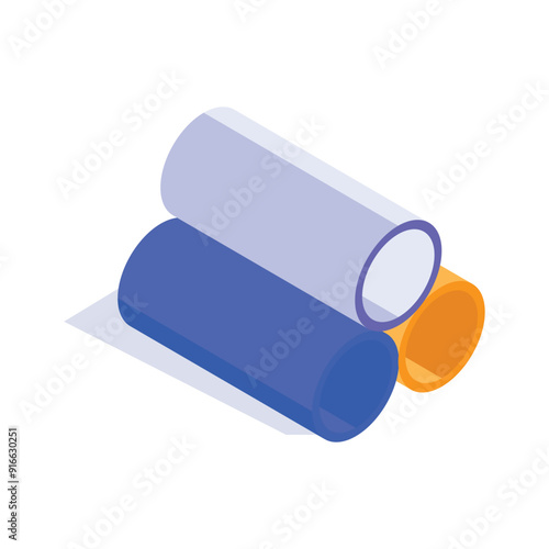An isometric icon of PVC pipes, commonly used for plumbing and construction projects