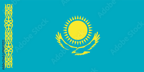 Flag of Kazakhstan. Vector illustration. Accurate dimensions, element proportions and colors. photo