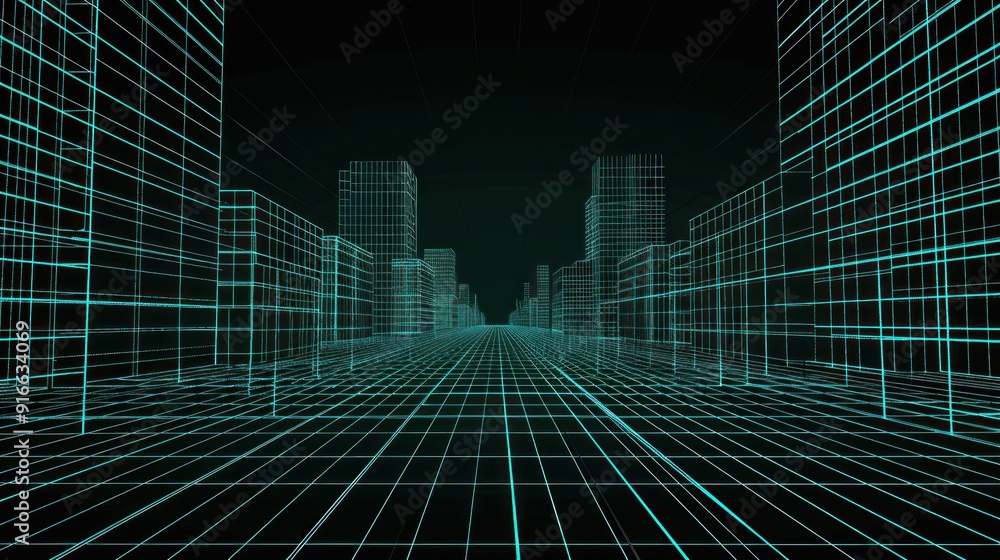 Wireframe Cityscape: A Digital Perspective Wireframe Cityscape: A Digital Perspective