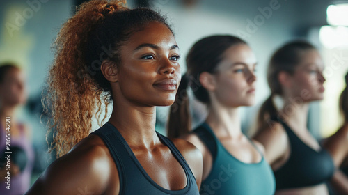 Capture a diverse group of women in a strength training class.