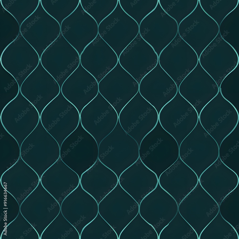 Fototapeta premium Elegant teal geometric pattern with a modern, flowing design.