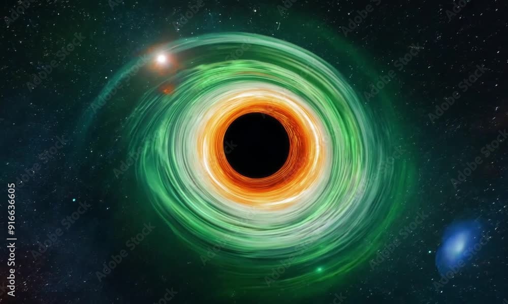 Animation of a Black Hole color with a light ring space background Animation of a Black Hole color with a light ring space background