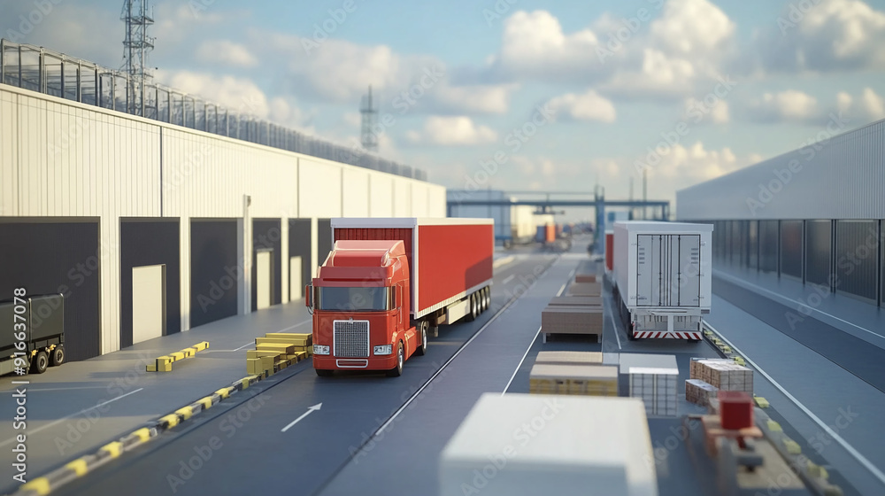 Naklejka premium Modern Cargo Logistics for Streamlined Shipping