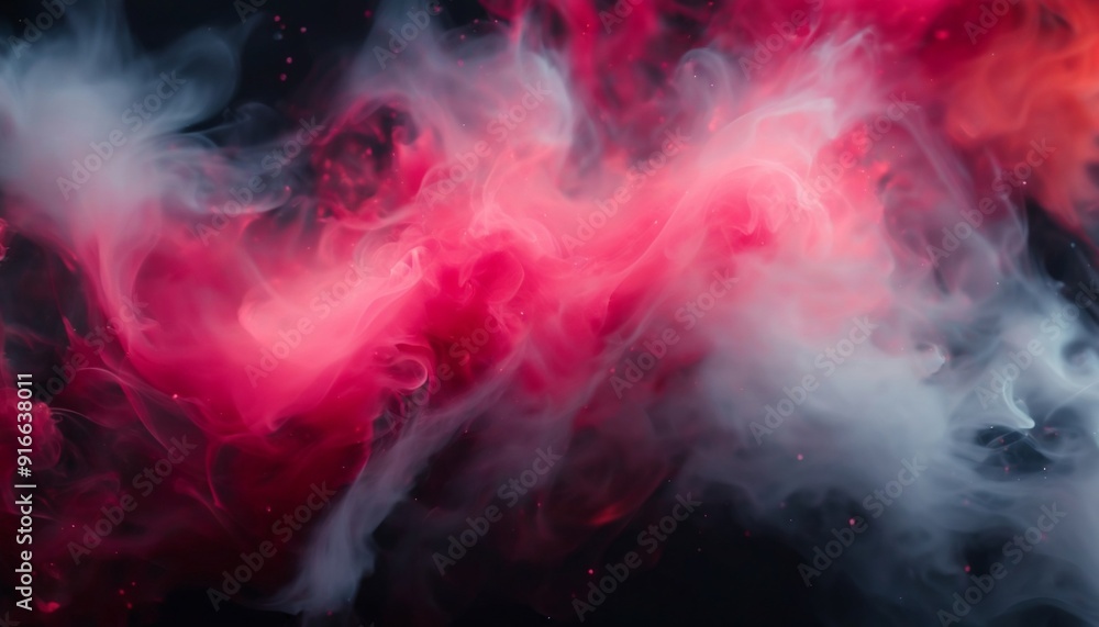 Smoke cloud. Ink water splash. Defocused pink red black color glitter particles texture haze wave on dark abstract art background. Smoke cloud. Ink water splash. Defocused pink red black color glitter particles texture haze wave on dark abstract art background.