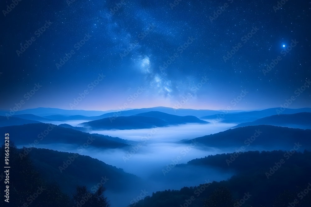 Starry Serenity. Enchanting night sky filled with twinkling constellations Starry Serenity. Enchanting night sky filled with twinkling constellations