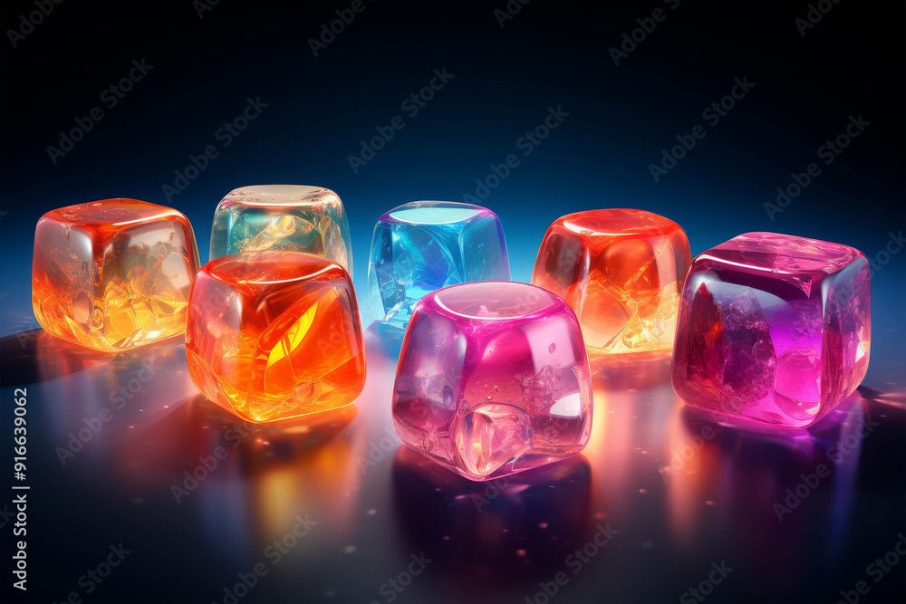 Prismatic Ice Cubes: A mesmerizing arrangement of colorful ice cubes ...