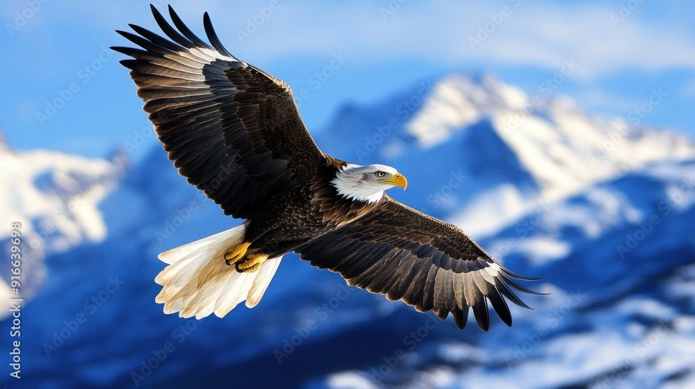 Bald Eagle Soaring Over Majestic Mountains Bald Eagle Soaring Over Majestic Mountains
