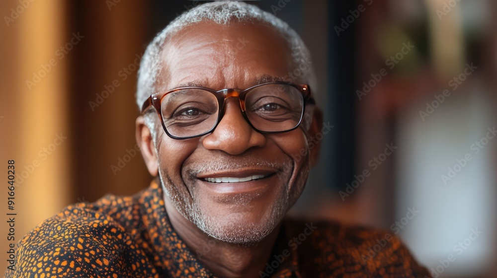 Generative artificial intelligence, close-up portrait of african american funny happy senior retiree. AI generation Generative artificial intelligence, close-up portrait of african american funny happy senior retiree. AI generation
