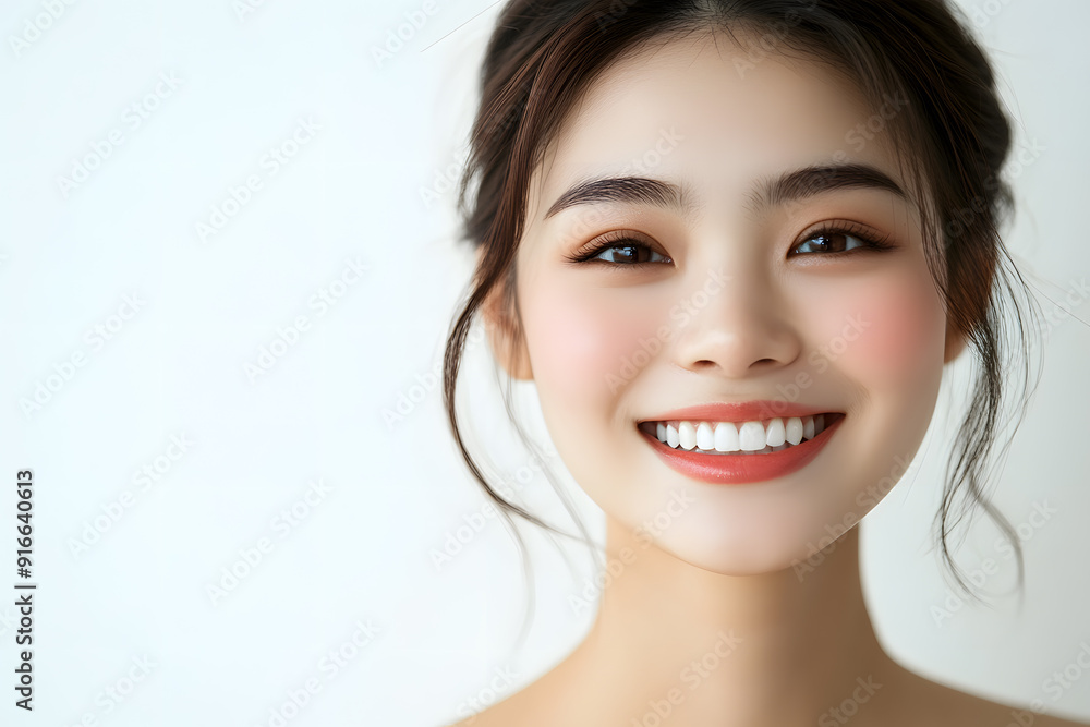 Beautiful young asian woman with clean fresh skin on white background. Face care, Facial treatment concept Beautiful young asian woman with clean fresh skin on white background. Face care, Facial treatment concept
