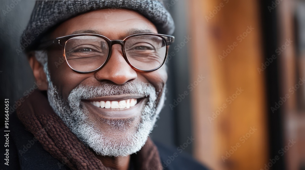 Generative artificial intelligence, close-up portrait of african american funny happy senior retiree. AI generation Generative artificial intelligence, close-up portrait of african american funny happy senior retiree. AI generation