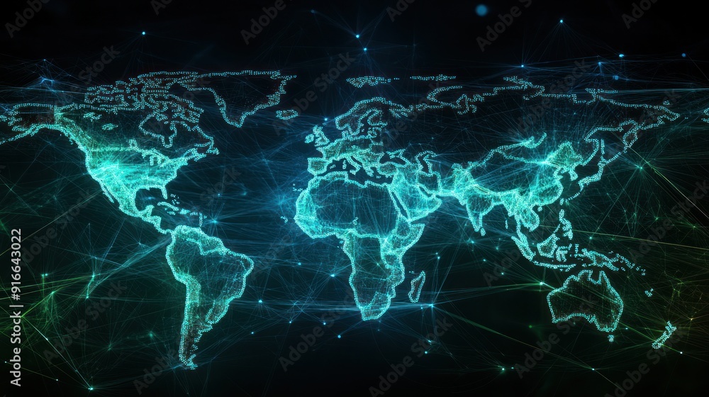 Digital World Map with Connections Digital World Map with Connections