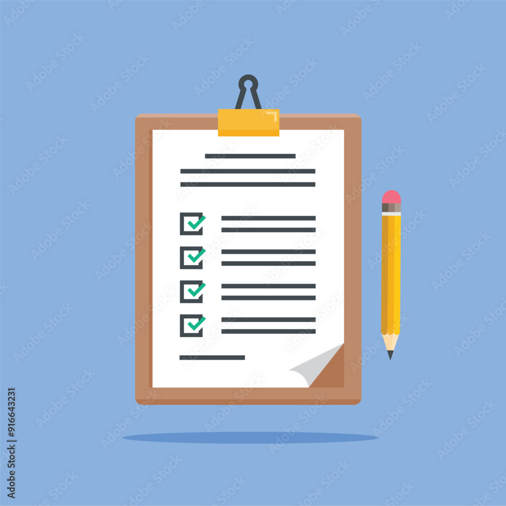 clipboard with pencil and paper. illustration of stationery for filling out documents. suitable for poster use and web icons clipboard with pencil and paper. illustration of stationery for filling out documents. suitable for poster use and web icons