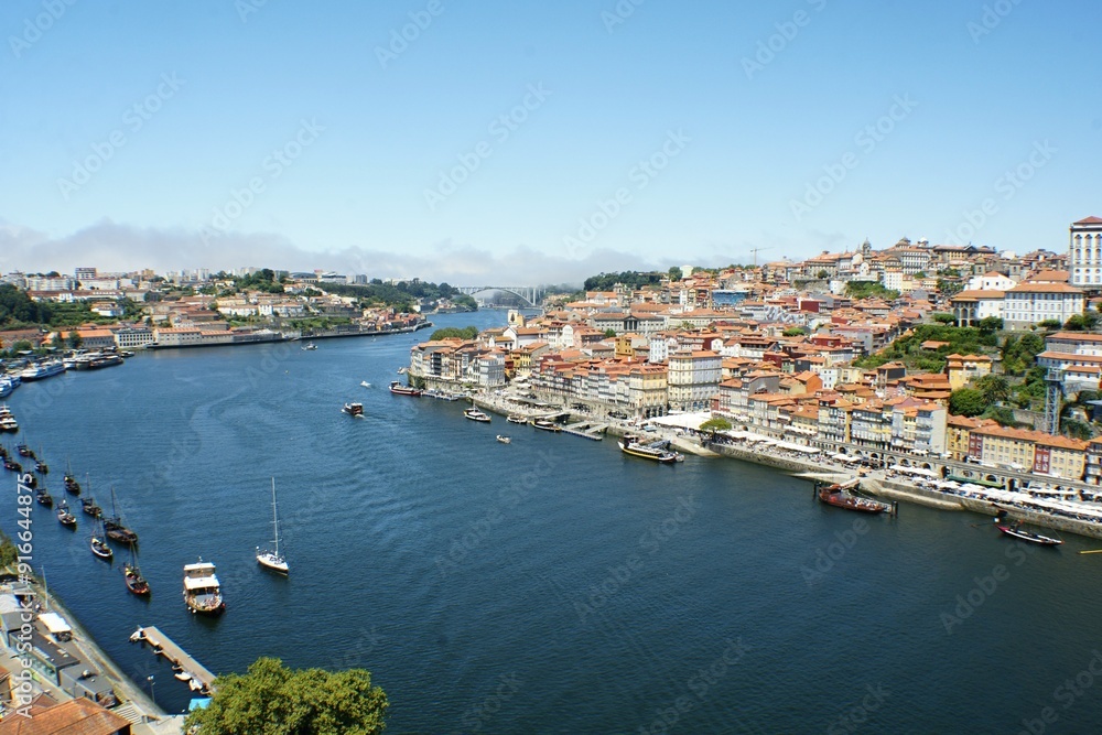 Typical Porto panoramic view with Douro river from the Louis I bridge - Portugal Typical Porto panoramic view with Douro river from the Louis I bridge - Portugal