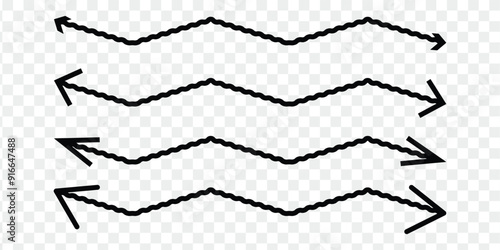 Horizontal dual sided long straight arrow signs. Black, red, stock pointer, direction, position symbol and double arrow icon. Long Black arrow. 