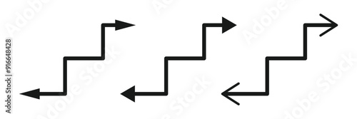 Zig-Zag up arrow icon, grow up arrow icon vector flat simple illustration. 