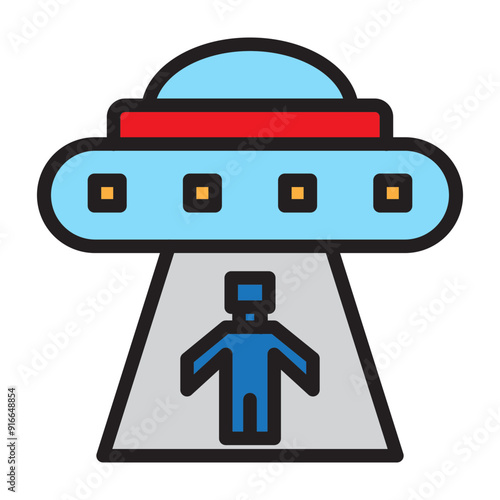 Alien Abduction Vector Filled Icon Design