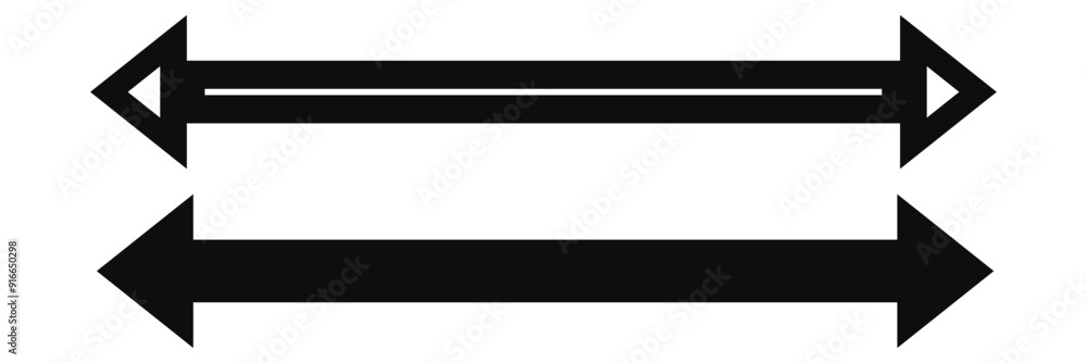 Set of long arrow vector, icon. Black horizontal double side arrow. Straight long arrow vector icon set. Long arrows left and right in flat style. Long arrow silhouette, symbol, icon design. Eps 10.
Set of long arrow vector, icon. Black horizontal double side arrow. Straight long arrow vector icon set. Long arrows left and right in flat style. Long arrow silhouette, symbol, icon design. Eps 10.