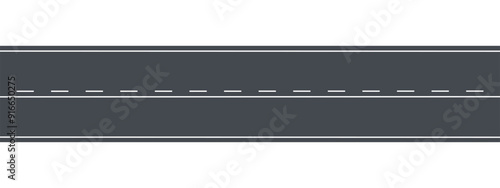 Road highway marking elements. Grey road, white line. Vector illustration