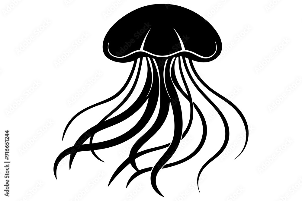 Silhouette vector design of a jellyfish Silhouette vector design of a jellyfish