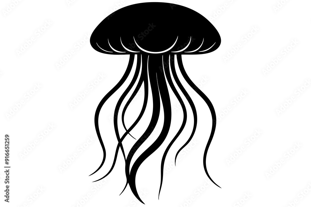 Silhouette vector design of a jellyfish Silhouette vector design of a jellyfish
