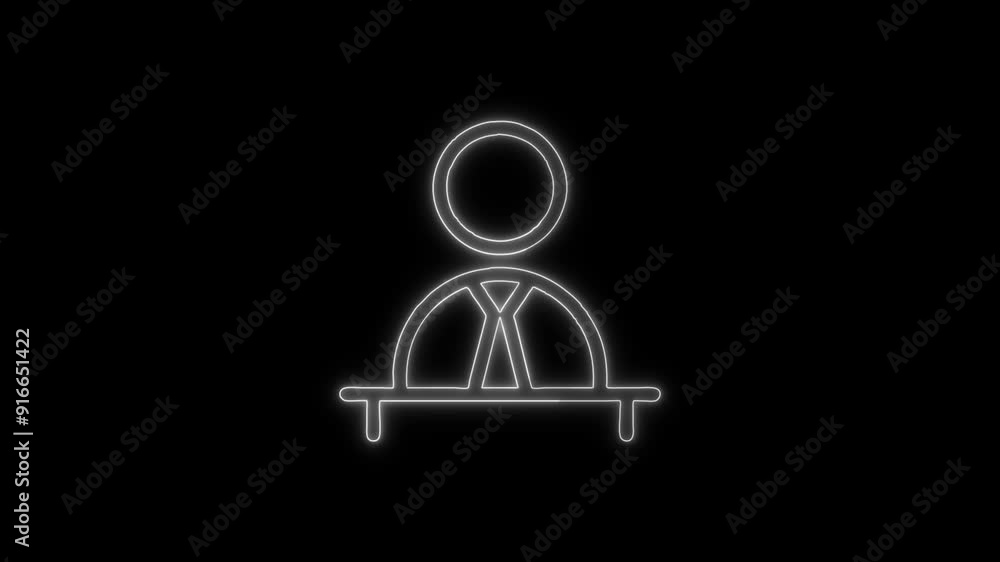 Neon Glowing Boss Icon Isolated on Black Background. 4K Ultra HD Video Motion Graphic Animation Neon Glowing Boss Icon Isolated on Black Background. 4K Ultra HD Video Motion Graphic Animation