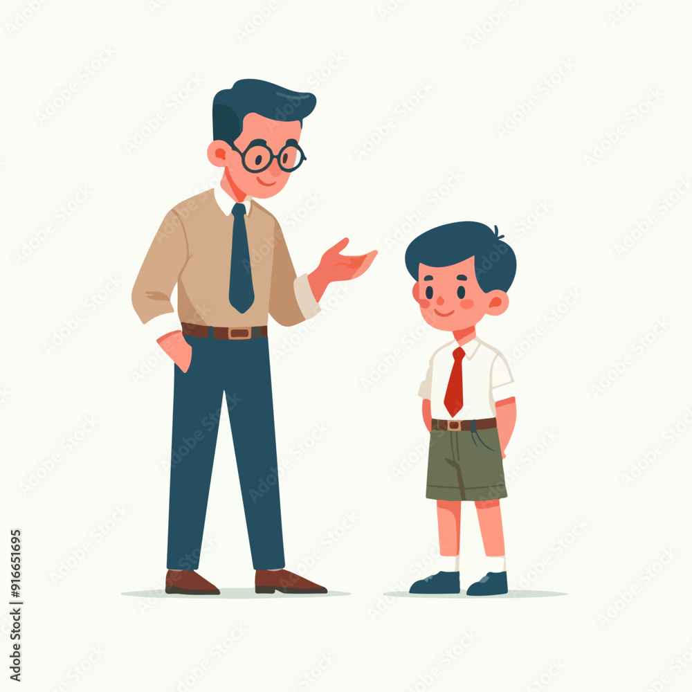 teacher and student flat illustration