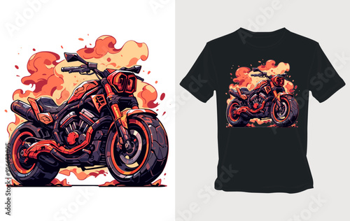 Red Motorcycle with Orange Smoke