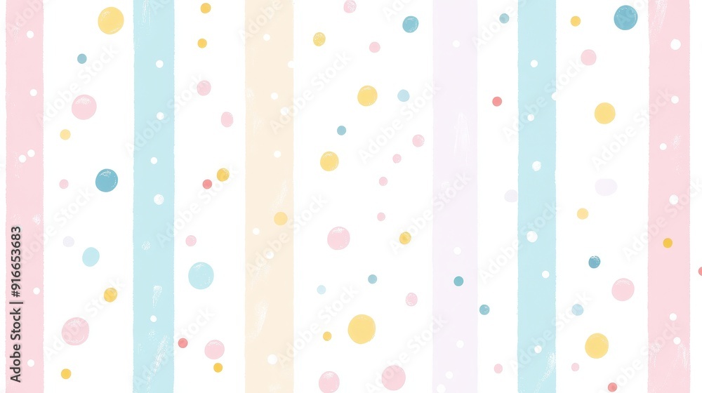 Pastel striped baby shower banner with polka dots for festive celebration Pastel striped baby shower banner with polka dots for festive celebration