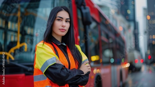 The female transportation worker.