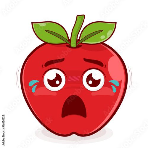 apple scared face cartoon cute