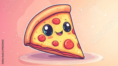 Cute Pizza Slice with Big Eyes