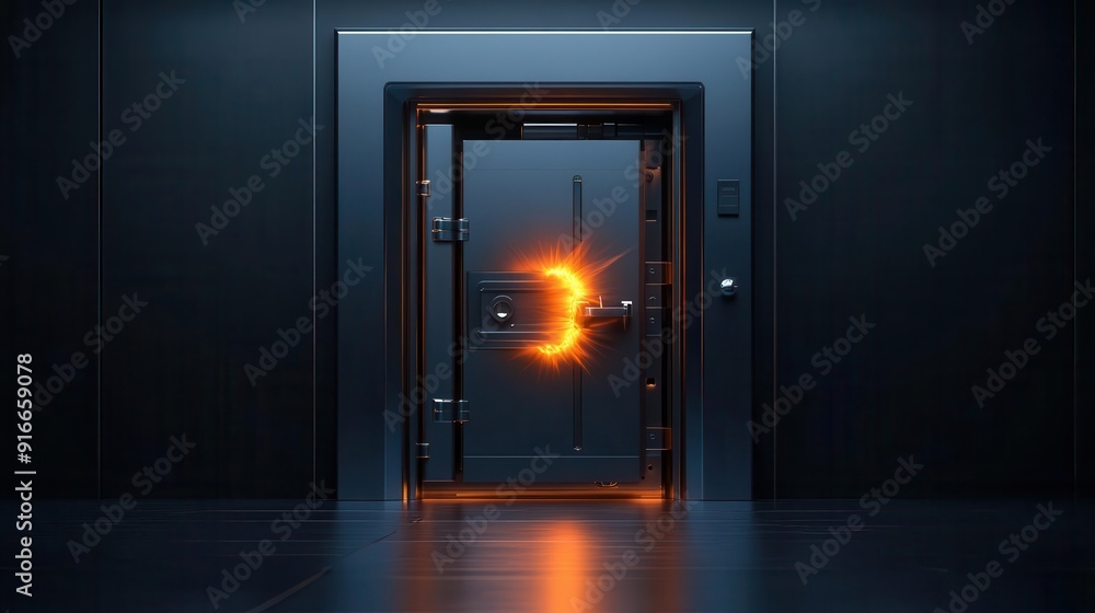 Fototapeta premium vault door melting, , metallic textures, high detail, financial security threat