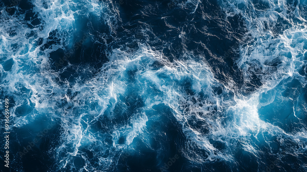 Sea waves with white foam in top view Sea waves with white foam in top view