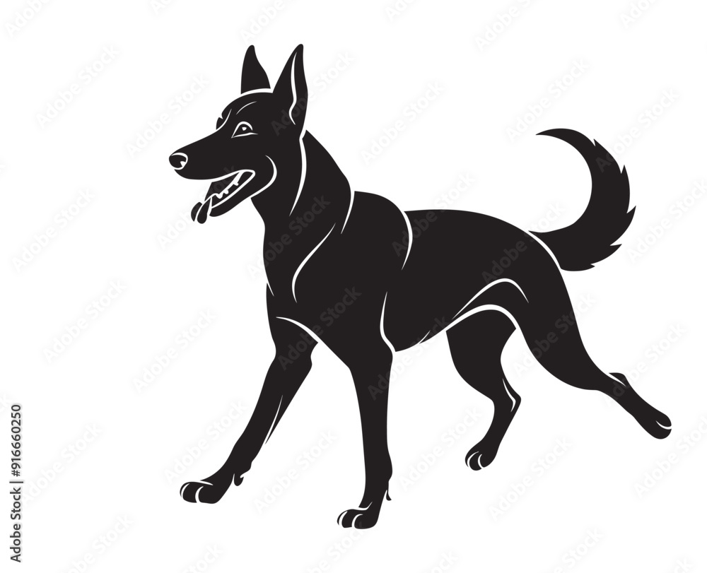 Black and White Dog Silhouette Vector Illustration, Loyal Dog Silhouette Editable Vector Graphic Black and White Dog Silhouette Vector Illustration, Loyal Dog Silhouette Editable Vector Graphic
