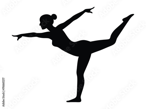 Dancer Pose Silhouette on White Background