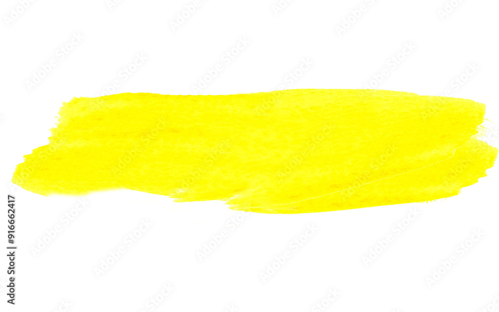 Lemom yellow watercolor double vibrant stroke on a white background