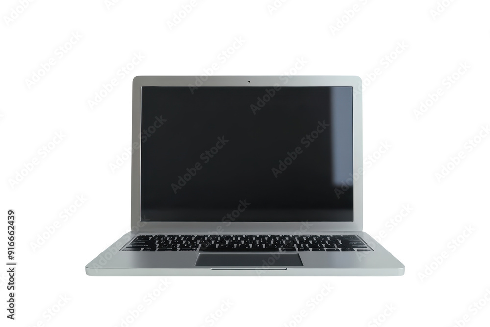 Modern silver laptop with blank screen, ready for customization, isolated on transparent background. Perfect for business, tech, and educational content. Modern silver laptop with blank screen, ready for customization, isolated on transparent background. Perfect for business, tech, and educational content.