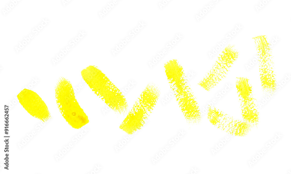 Set of Lemom yellow watercolor brush strokes on white background Set of Lemom yellow watercolor brush strokes on white background