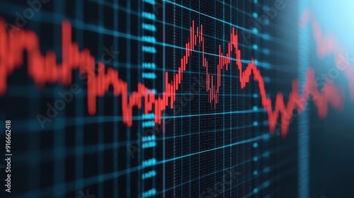 Digital Visualization of Monetary Tightening: Futuristic Economic Impact in 8K Detail with Copy Space for Text