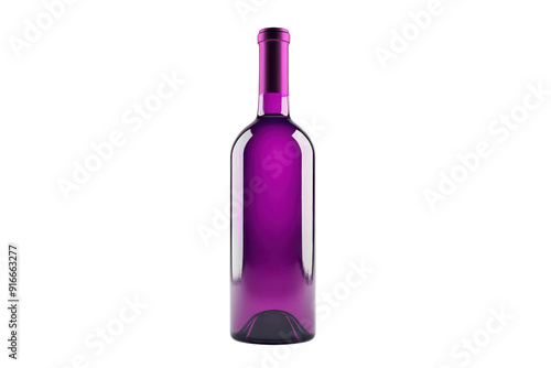 Purple glass bottle with a sleek and elegant design perfect for various uses including decoration, storage, or gifting. Isolated on a transparent background.