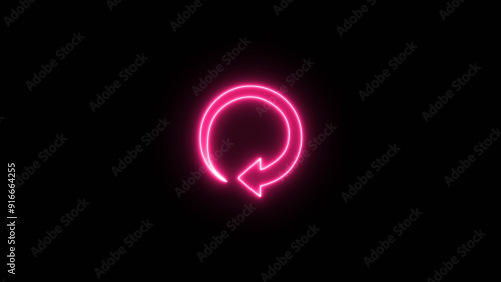 Reload symbol, update, circle arrow, refresh, reload illumination. rotation arrow icon symbol illumination. Neon line Refresh icon isolated on black background. Reload symbol, update, circle arrow, refresh, reload illumination. rotation arrow icon symbol illumination. Neon line Refresh icon isolated on black background.