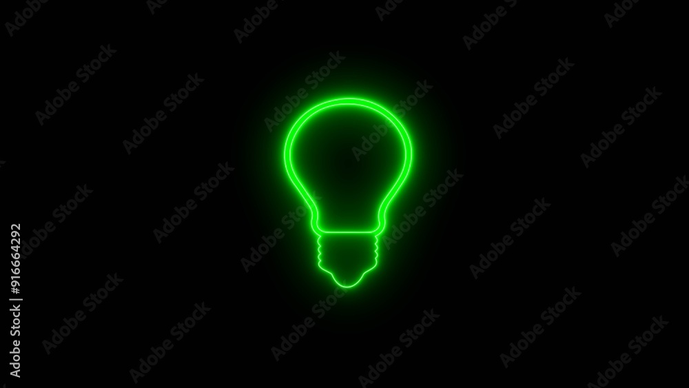 Neon electric bulb icon animation. Light lamp icon with shadow on gray background with gradient. Neon electric bulb icon animation. Light lamp icon with shadow on gray background with gradient.
