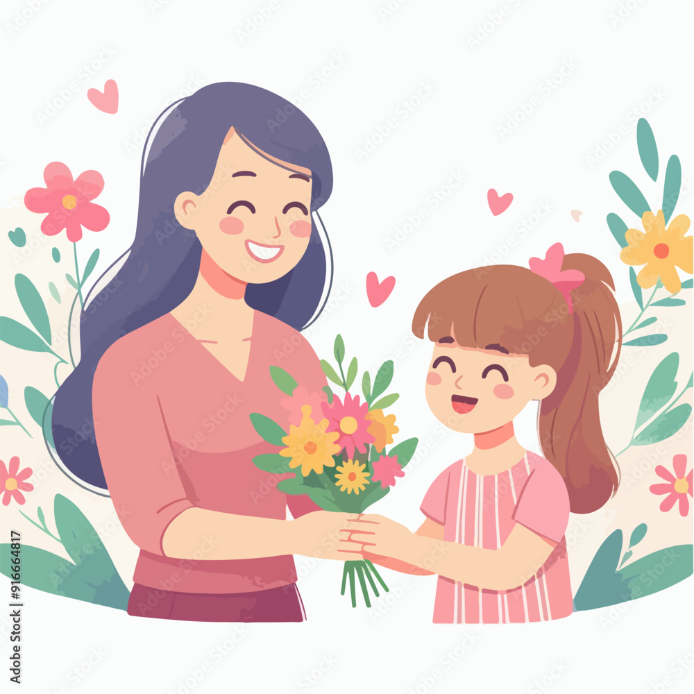 a child who gives flowers to his mother a child who gives flowers to his mother
