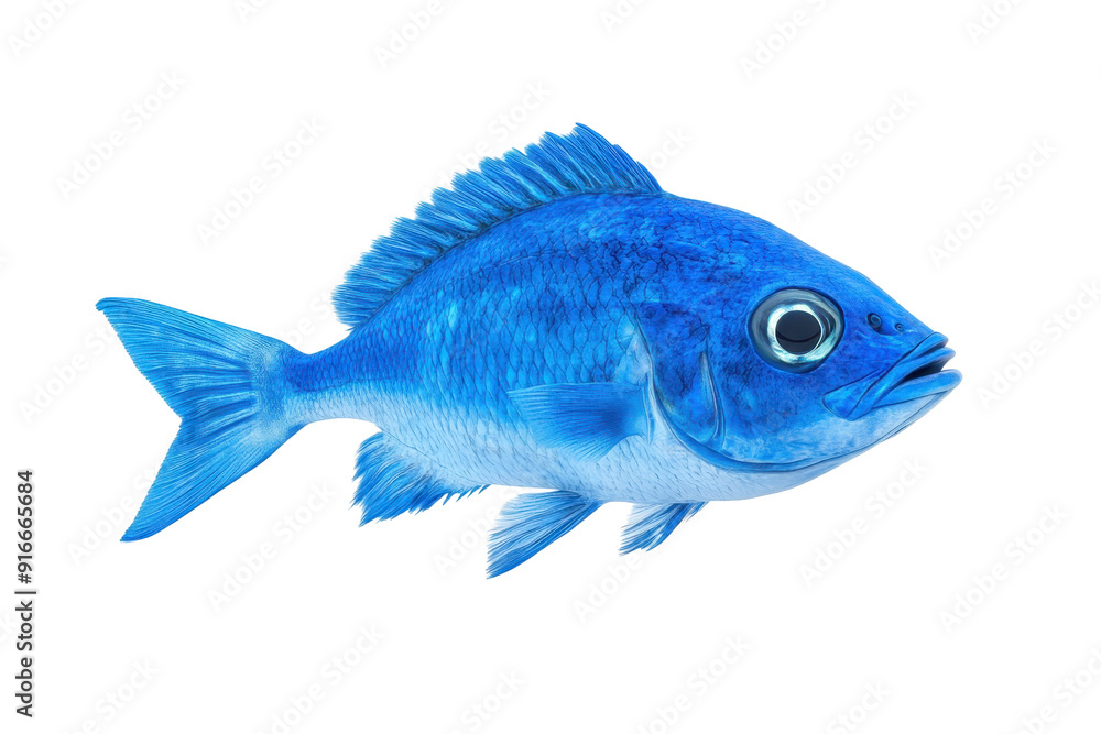 Obraz premium Vibrant blue fish isolated on transparent background. showcasing detailed scales and fins in aquatic wildlife imagery.