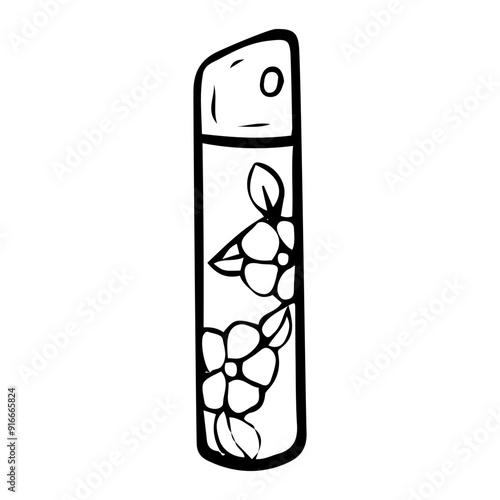 Air freshener hand drawn doodle. Aromatic spray for the home with a floral scent. Interior Design. Vector outline line art illustration.